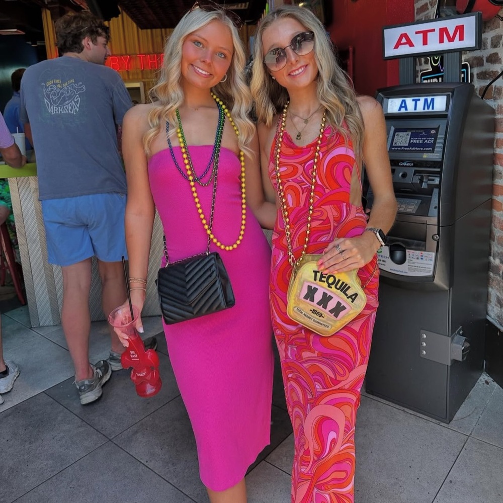 Vibrant Pink and Swirl Dresses with Accessories